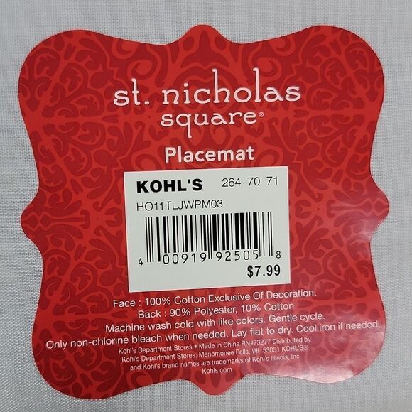 SET OF 2 ST. NICHOLAS SQUARE WINTER SNOWMAN PLACEMATS, NEW! - Picture 5 of 5